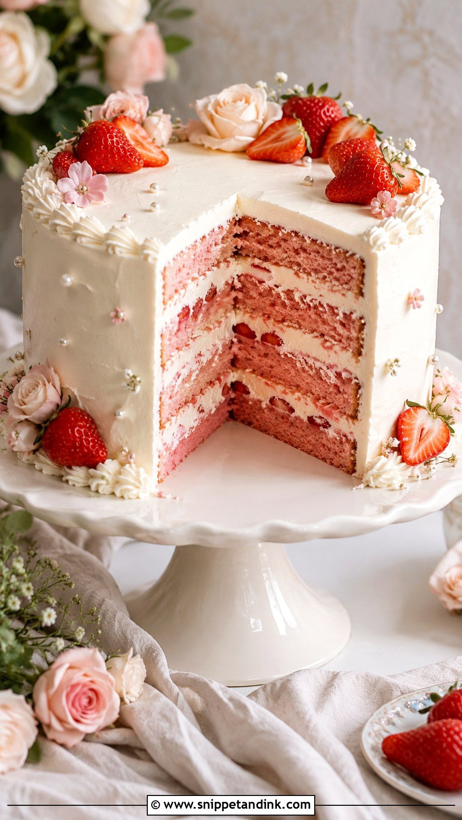 Strawberry Cream Cheese Wedding Cake - Snippet and Ink - 20 Best Strawberry Cake Ideas for Wedding