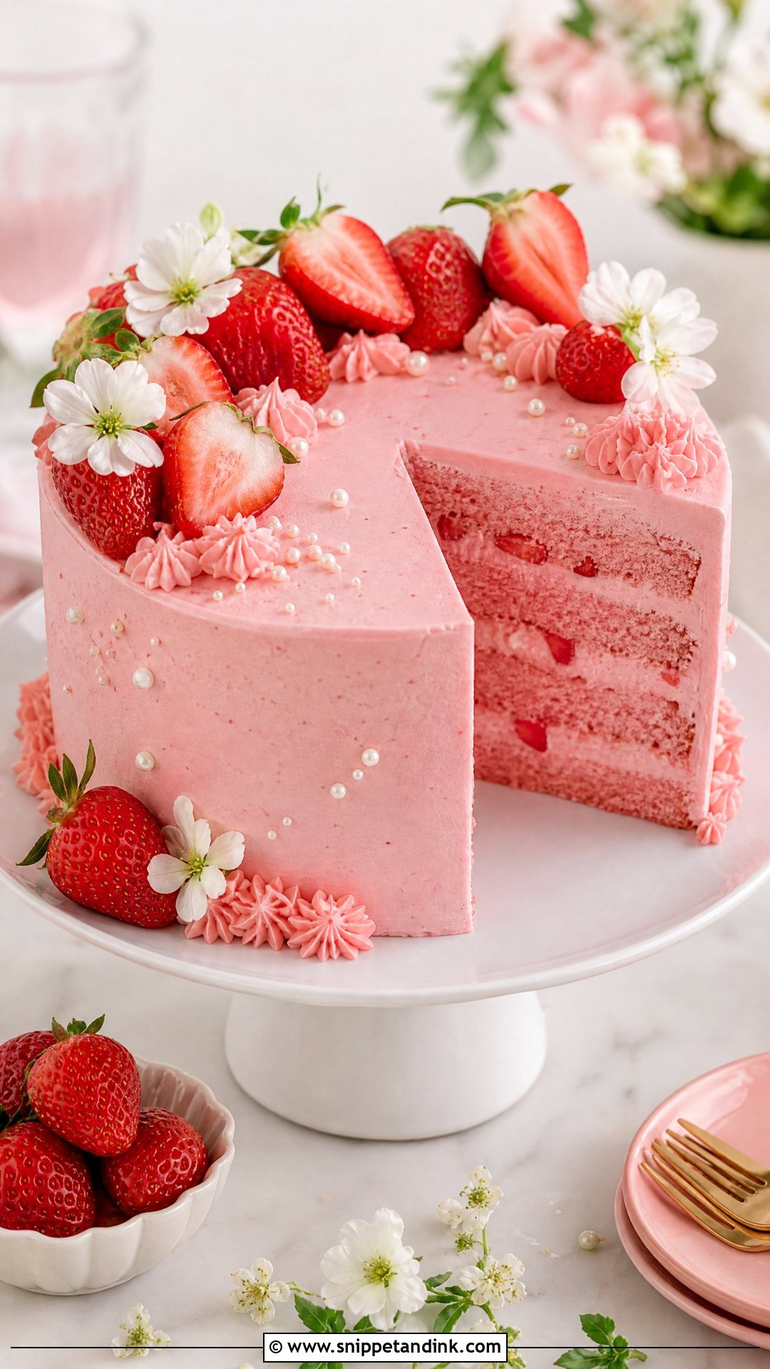 Strawberry Engagement Cake - Snippet and Ink - 30 Engagement Cakes