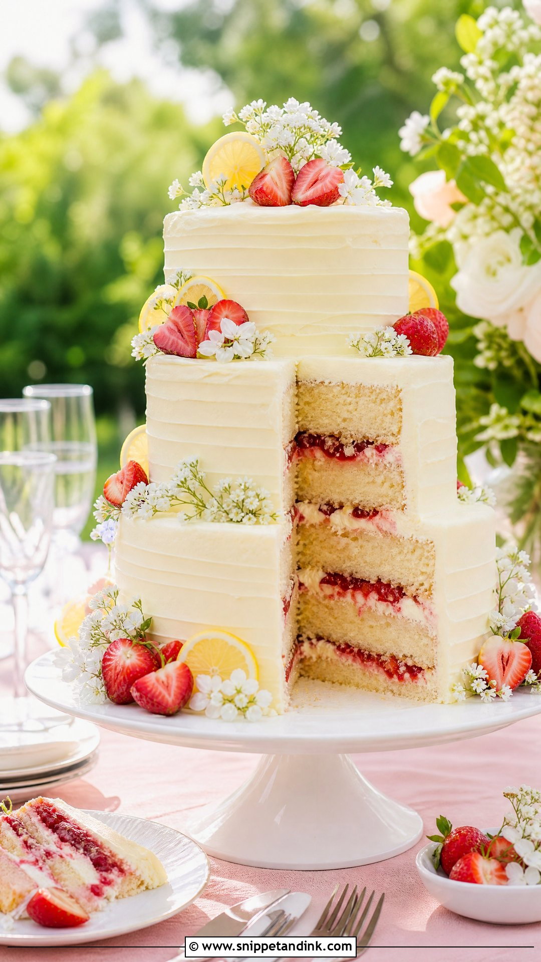 Strawberry Lemon Wedding Cake - Snippet and Ink - 20 Strawberry Wedding Cake Ideas