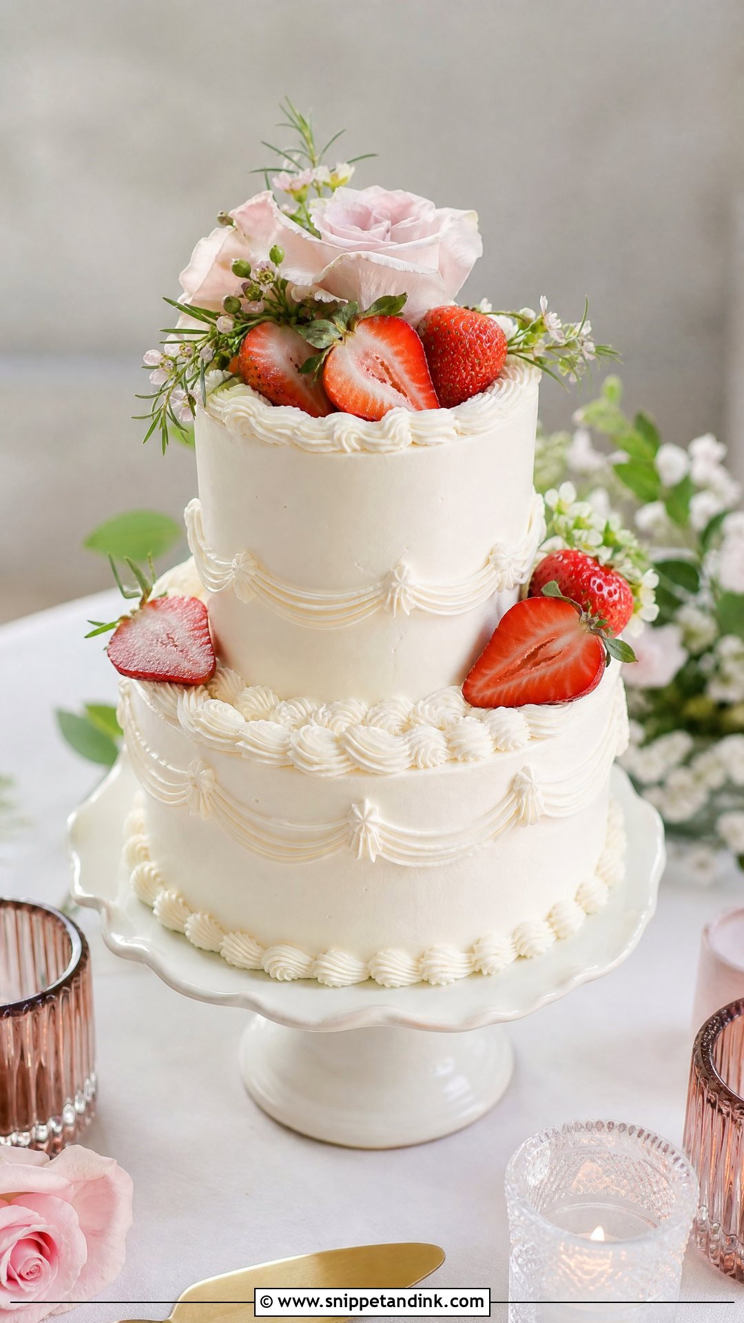 Strawberry Mini Wedding Cake - Snippet and Ink - 20 Strawberry Wedding Cake Ideas