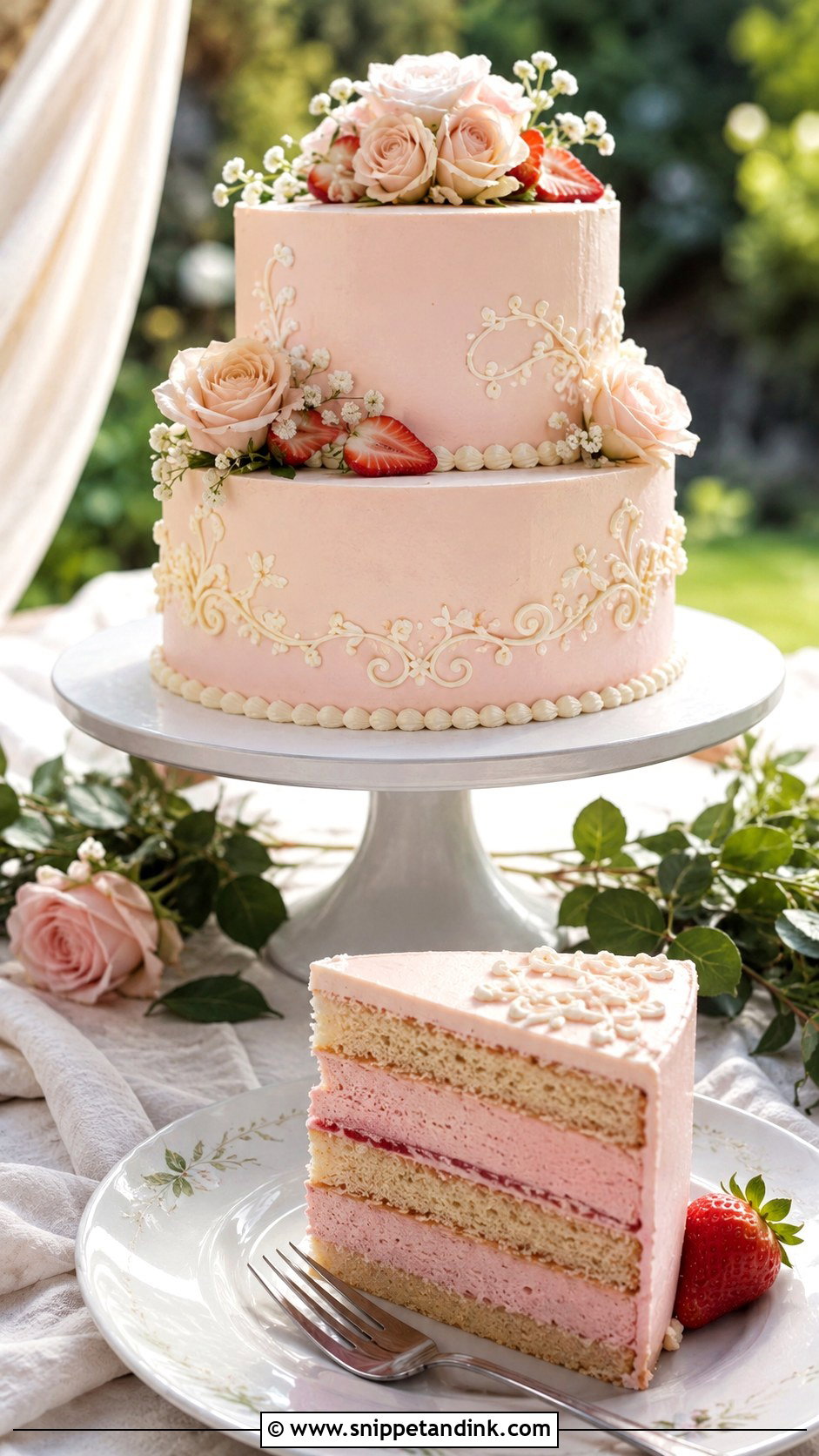 Strawberry Mousse Wedding Cake - Snippet and Ink - 25 Mousse Wedding Cake Ideas