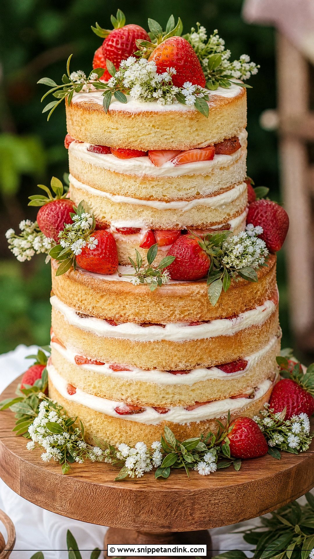 Strawberry Naked Wedding Cake - Snippet and Ink - 20 Strawberry Wedding Cake Ideas