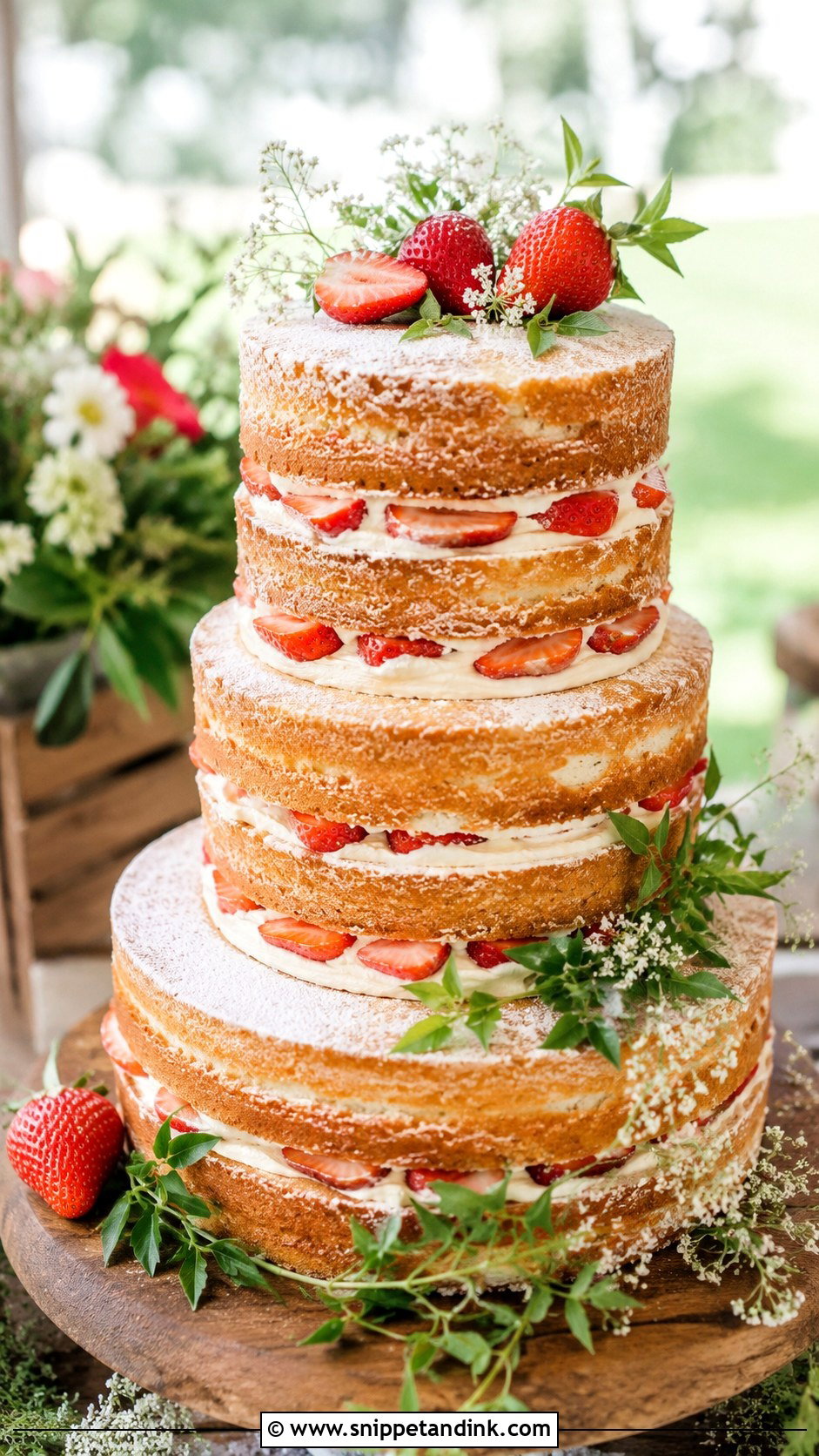 Strawberry Naked Wedding Cake - Snippet and Ink - 20 Best Strawberry Cake Ideas for Wedding