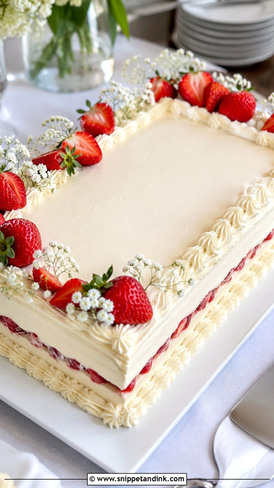 Strawberry Sheet Wedding Cake - Snippet and Ink - 20 Best Strawberry Cake Ideas for Wedding