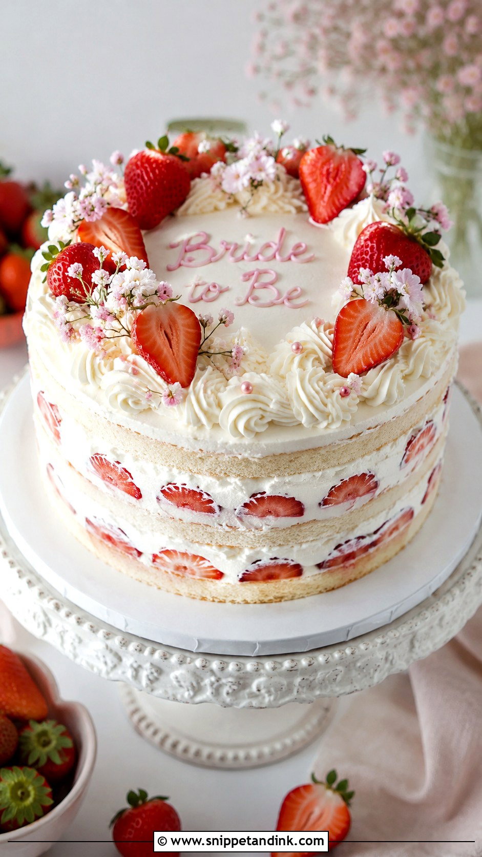 Strawberry Shortcake Bachelorette Cake - Snippet and Ink - 25 Let Them Eat Cake Bachelorette Ideas for Wedding