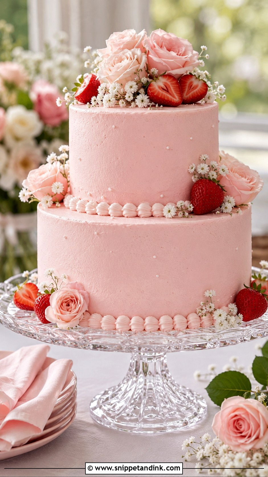Strawberry Sorbet Wedding Cake - Snippet and Ink - 20 Sorbet Wedding Cake Ideas