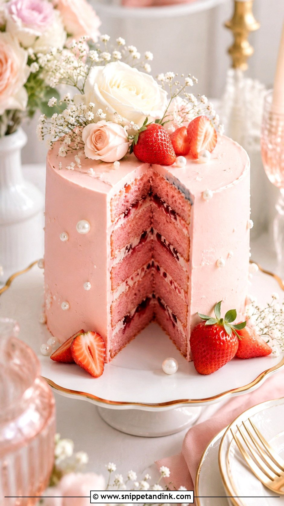 Strawberry Sponge Wedding Cake - Snippet and Ink - 25 Sponge Cake Wedding Cakes