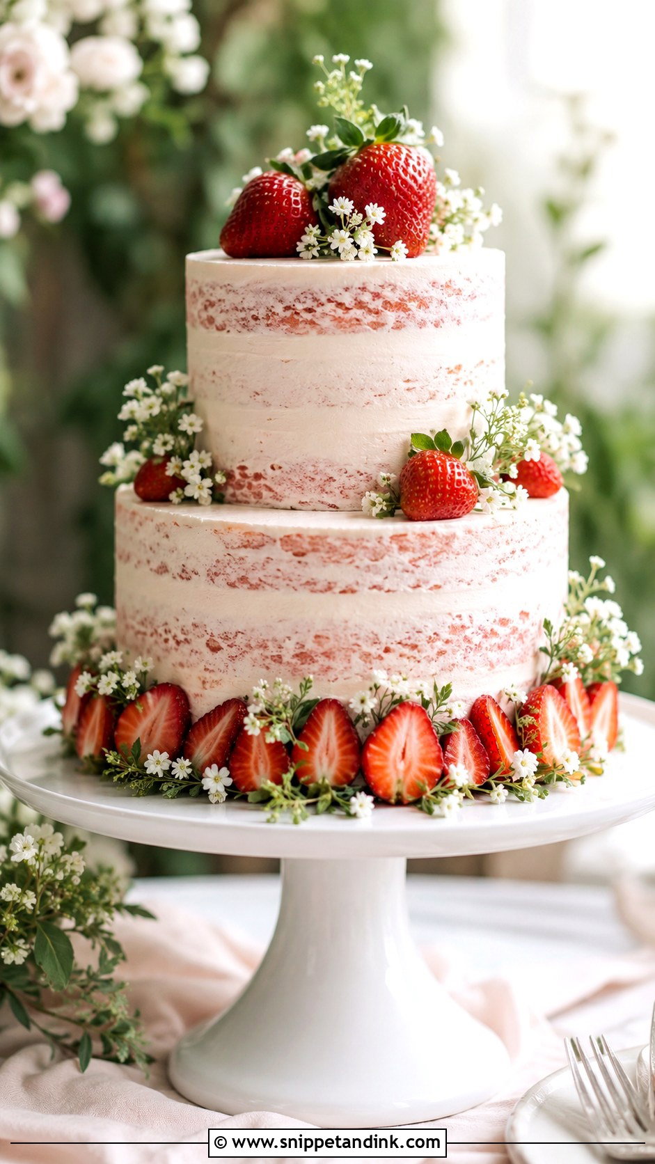 Strawberry Summer Wedding Cake - Snippet and Ink - 20 Simple Summer Wedding Cake Ideas