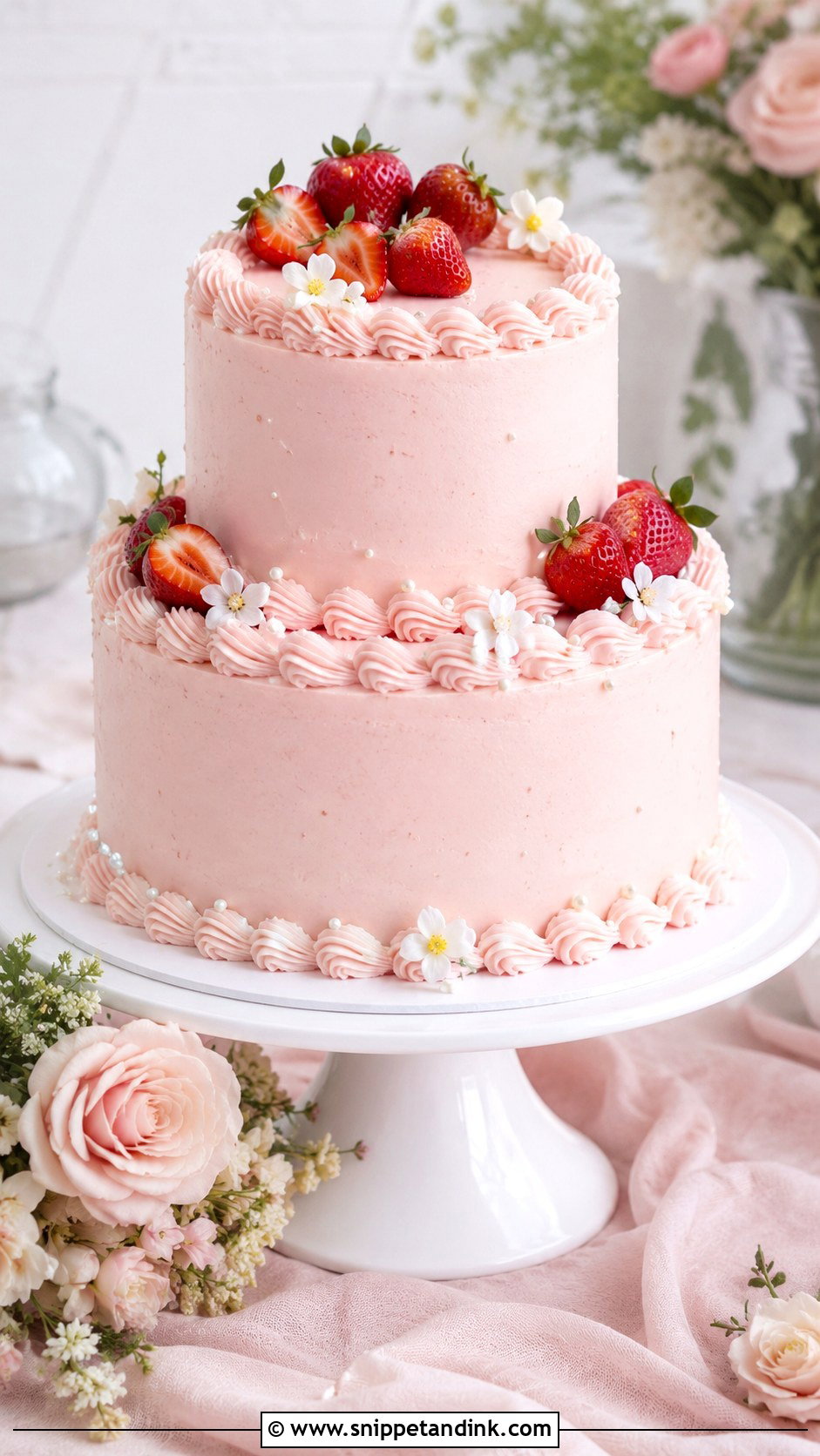 Strawberry Wedding Cake - Snippet and Ink - 20 Cute Cake Ideas for Wedding