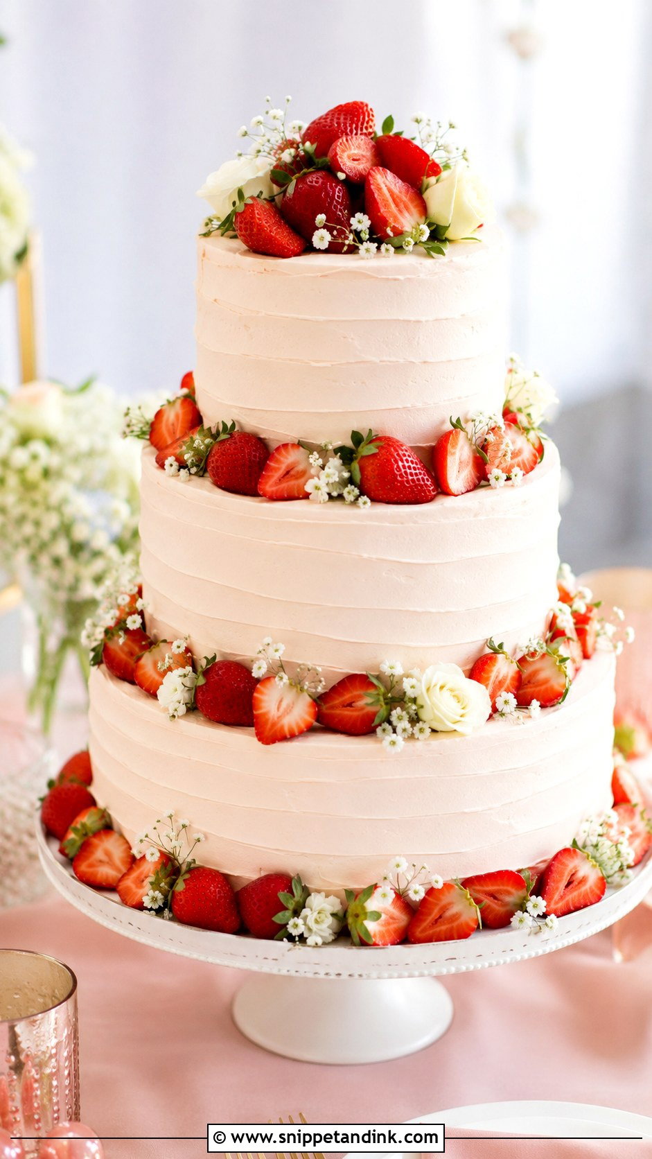 Strawberry Wedding Cake - Snippet and Ink - 20 Fresh Fruit Wedding Cake Ideas