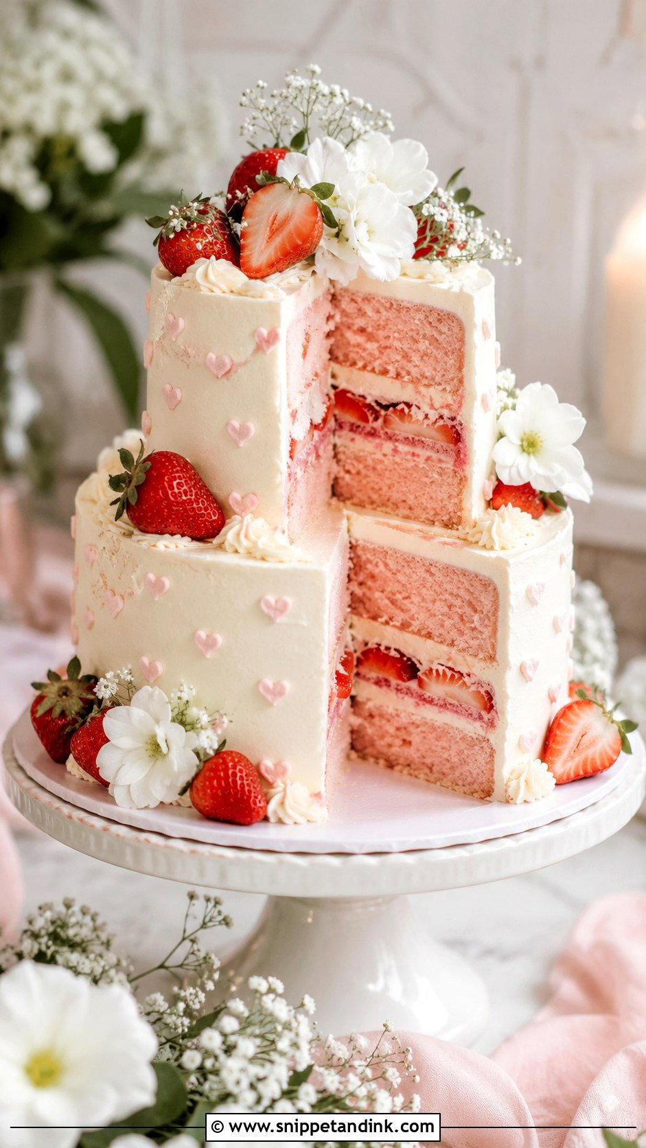 Strawberry Wedding Cake - Snippet and Ink - 20 Love Wedding Cake Ideas