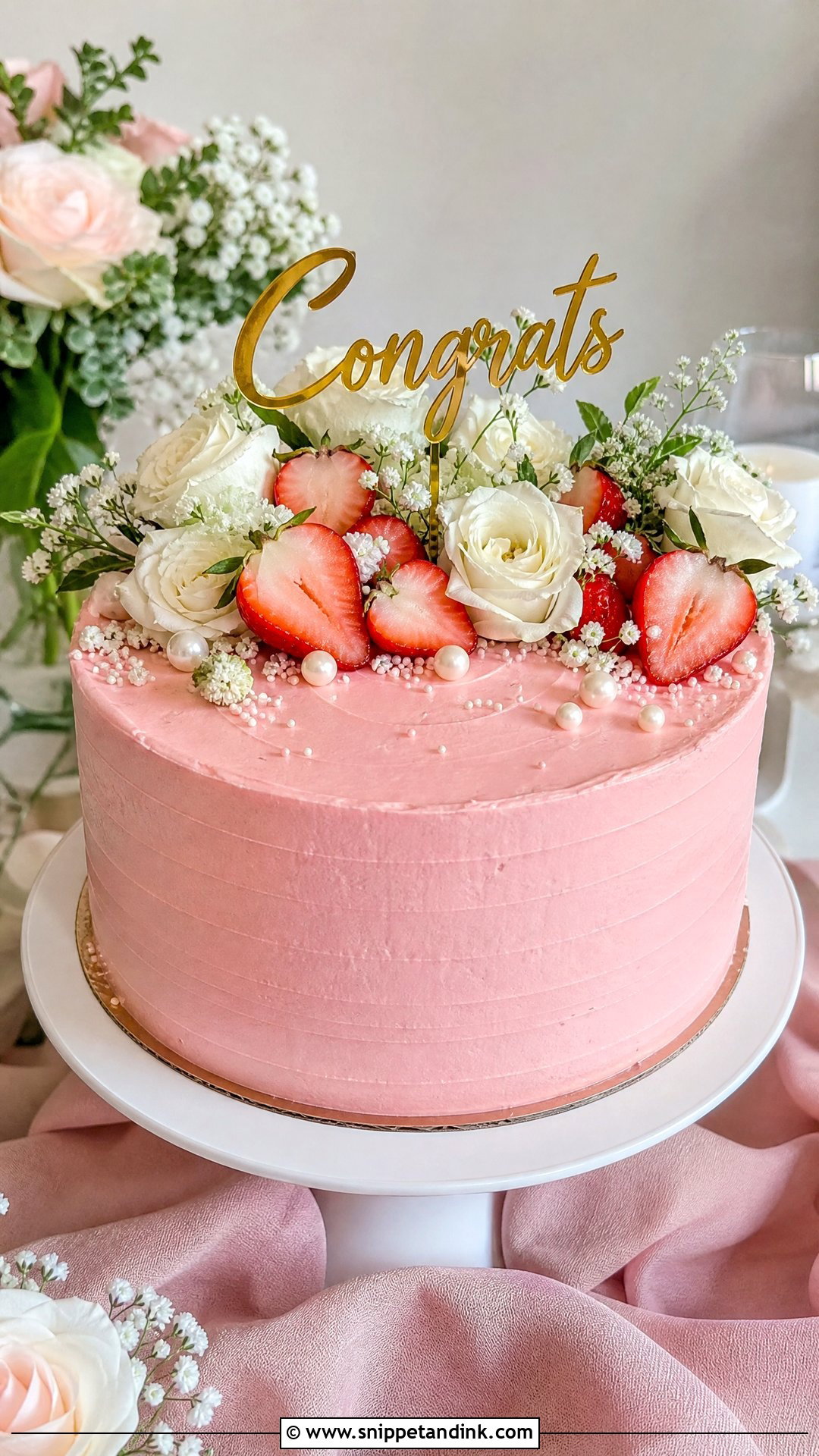 Strawberry Wedding Congrats Cake - Snippet and Ink - 30 Congrats Cake Ideas for Wedding