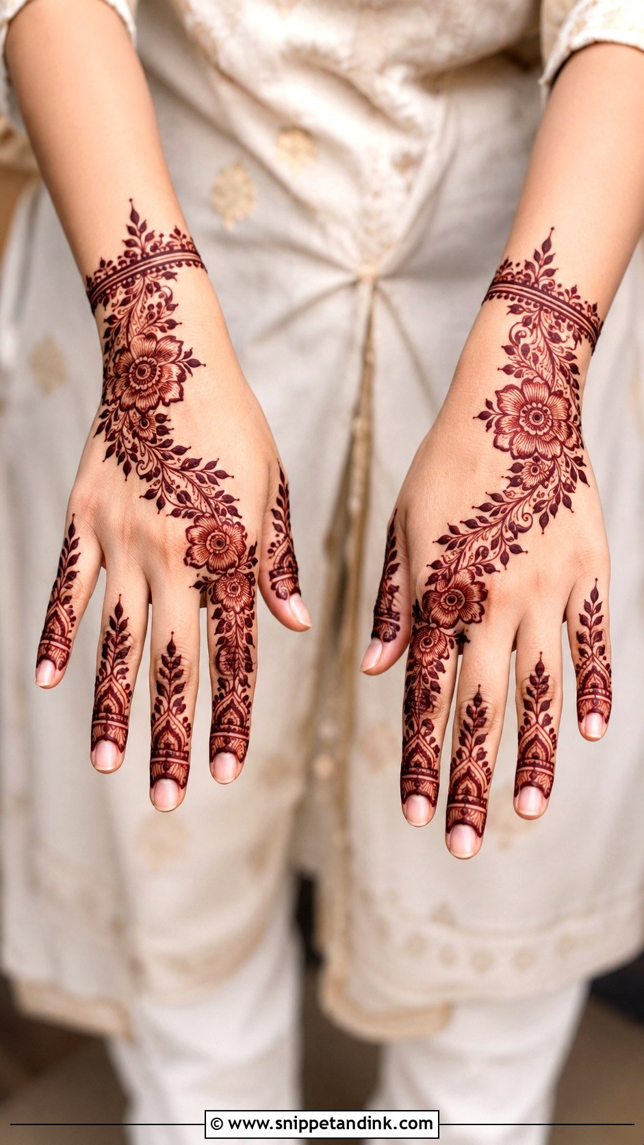 Stylish Back Hand Mehndi Design - Snippet and Ink - 35 Back Hand Mehndi Designs
