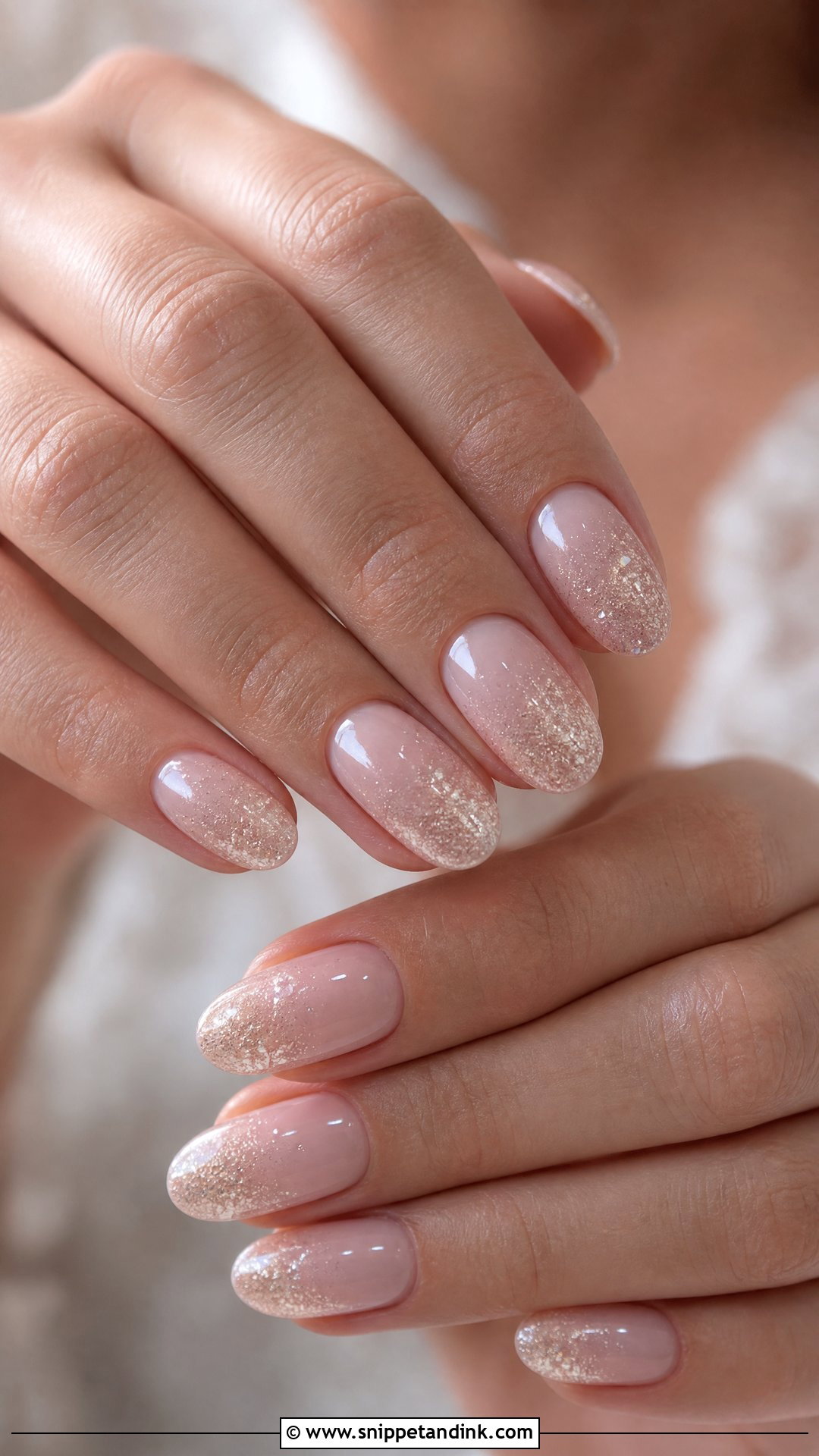 Subtle Glitter Bridal Nails - Snippet and Ink - 25 Bridal Wedding Day Nails for Bride