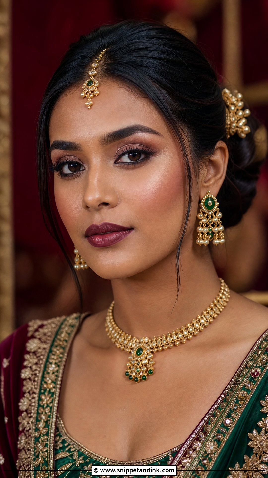 Subtle Indian Bridal Makeup With Berry Lips - Snippet and Ink - 20 Subtle Indian Bridal Makeup Ideas