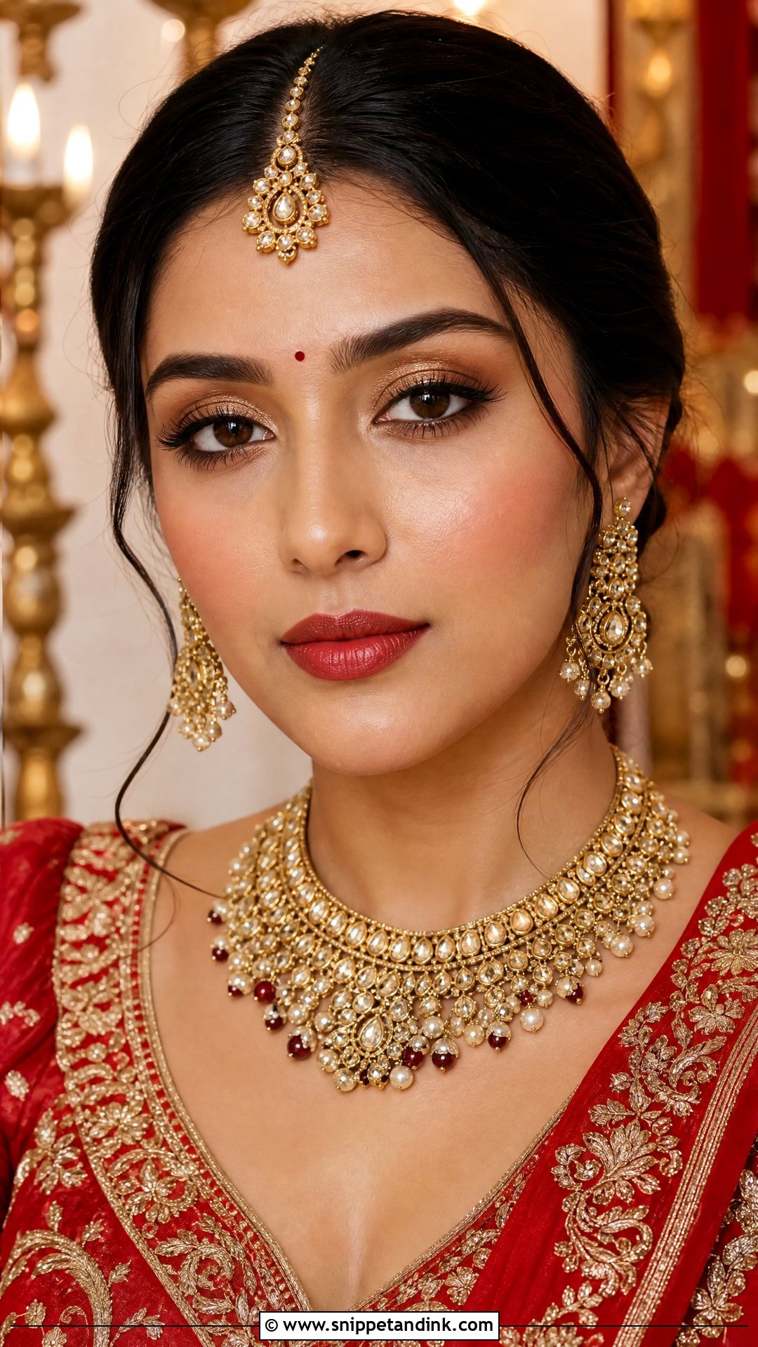 Subtle Indian Bridal Makeup With Red Lehenga - Snippet and Ink - 20 Subtle Indian Bridal Makeup Ideas