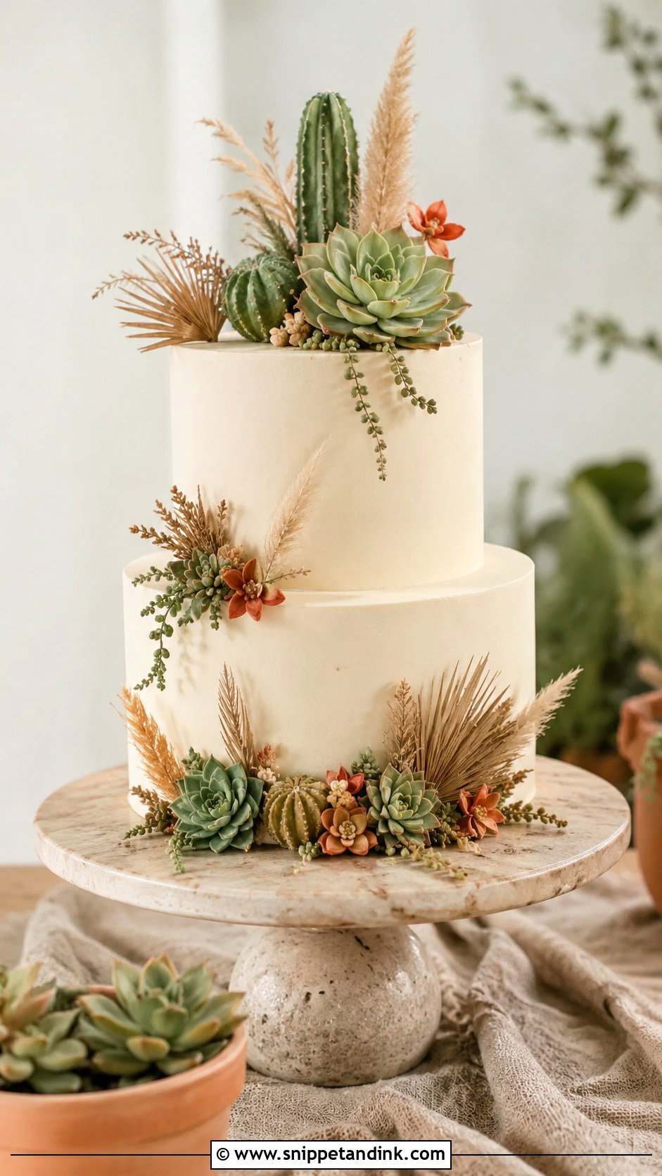 Succulent Wedding Cake - Snippet and Ink - 20 Bohemian Cake Ideas for Wedding