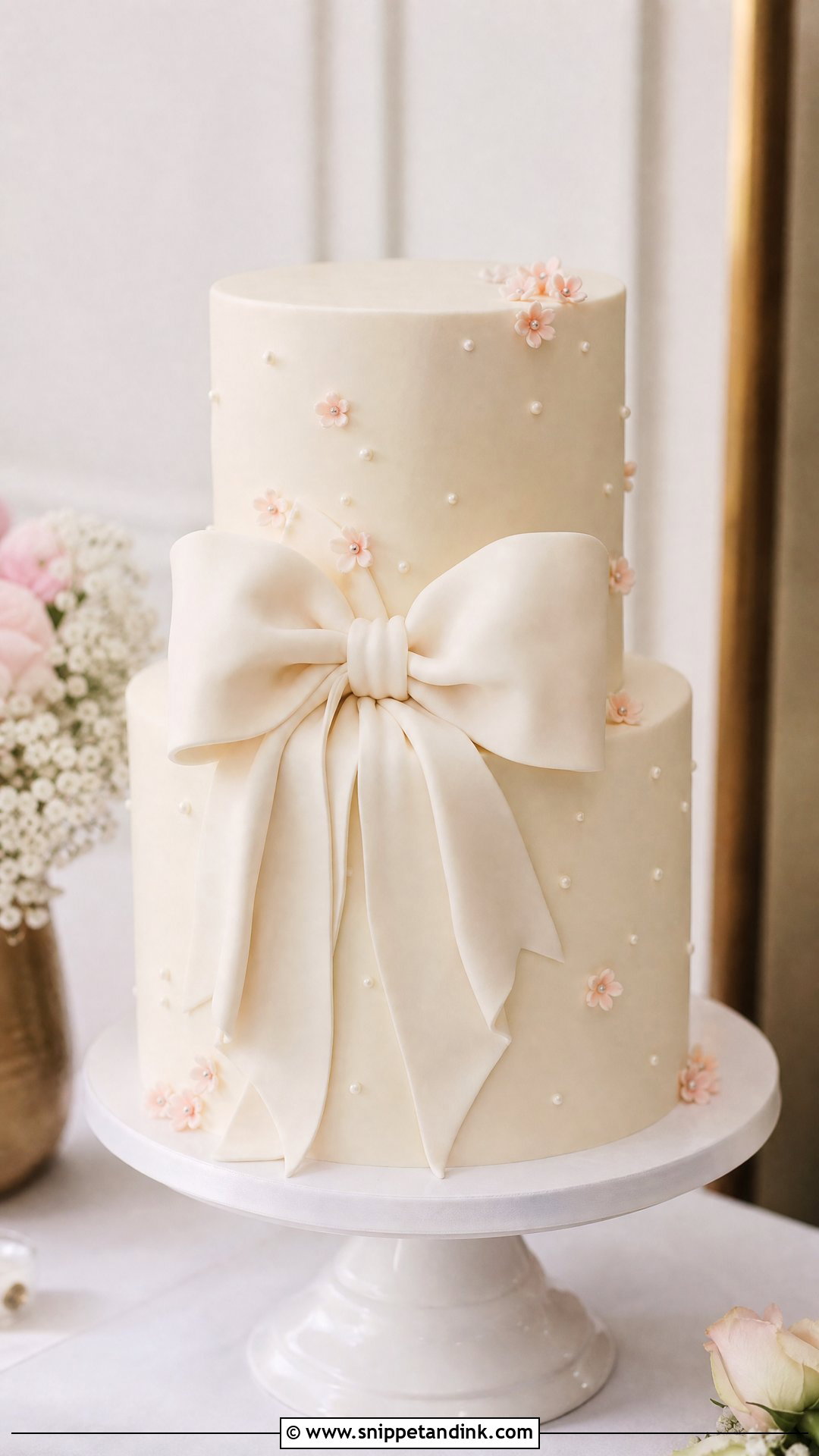 Sugar Bow Wedding Cake - Snippet and Ink - 20 Sugar Cake Ideas for Wedding