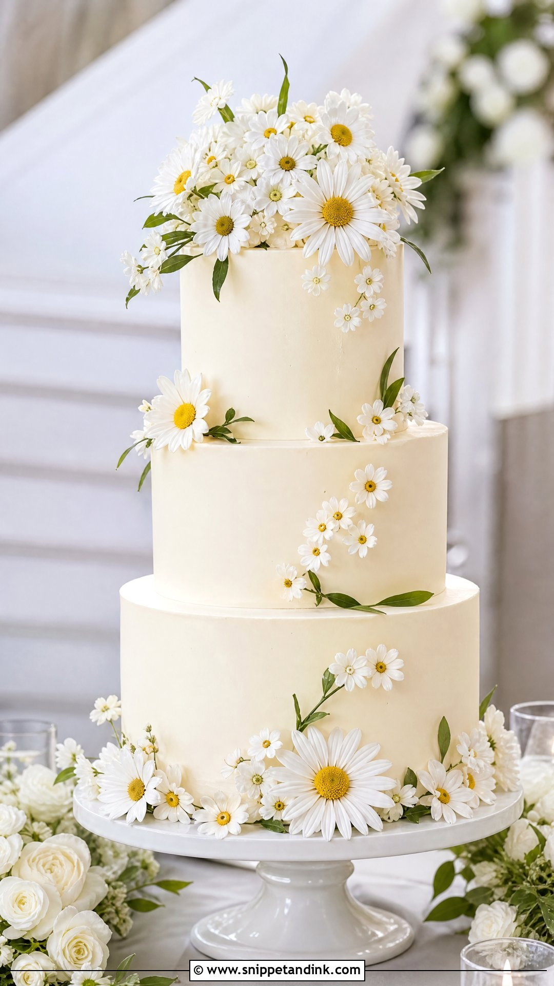 Sugar Daisy Wedding Cake - Snippet and Ink - 25 Daisy Themed Cake Ideas for Wedding