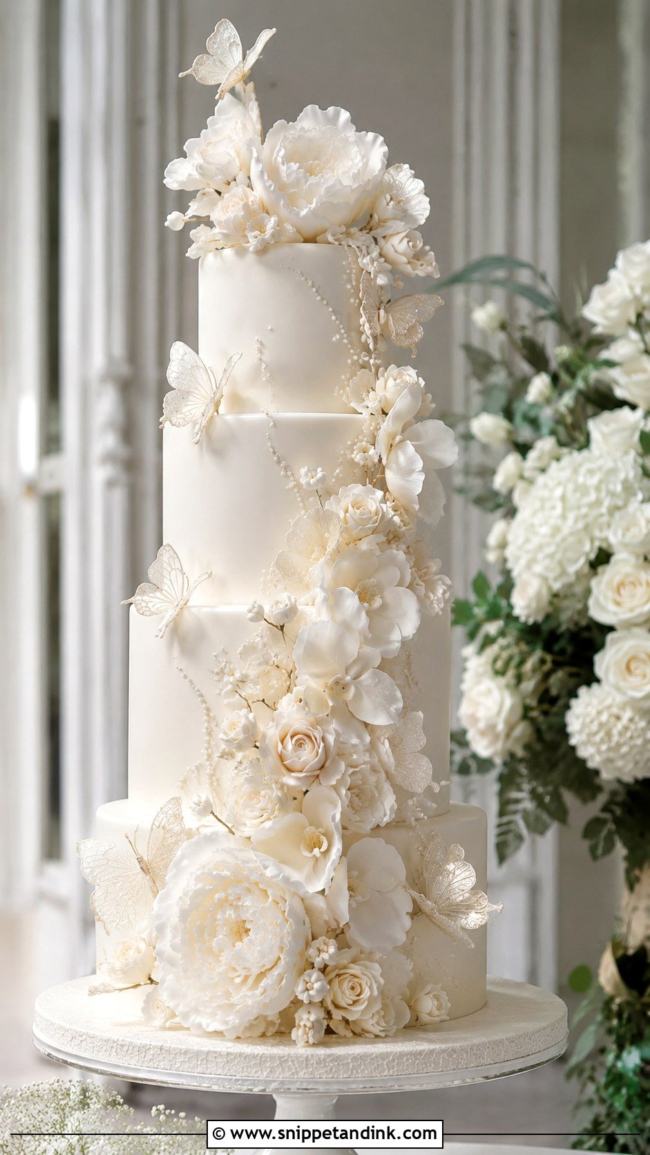Sugar Flower Butterfly Wedding Cake - Snippet and Ink - 20 Flower Butterfly Cake Ideas for Wedding