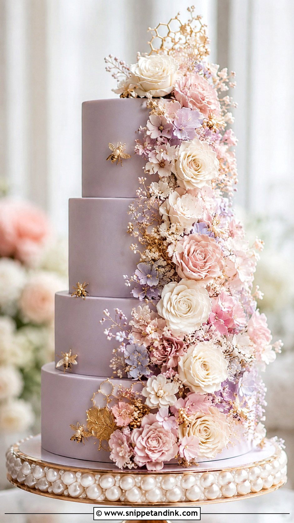 Sugar Flower Honey Bee Wedding Cake - Snippet and Ink - 20 Honey Bee Cake Design Ideas for Wedding