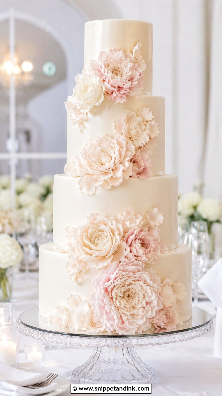 Sugar Flower Petal Wedding Cake - Snippet and Ink - 20 Flower Petal Wedding Cake Ideas