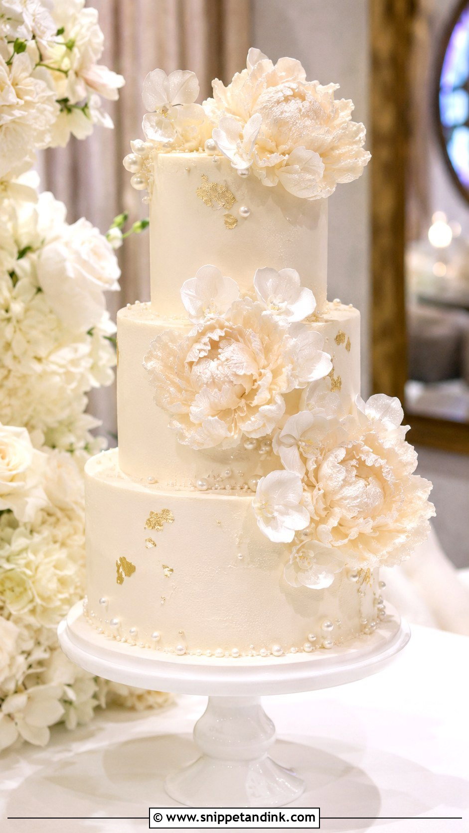 Sugar Flower Sparkle Wedding Cake - Snippet and Ink - 30 Sparkle Wedding Cake Ideas