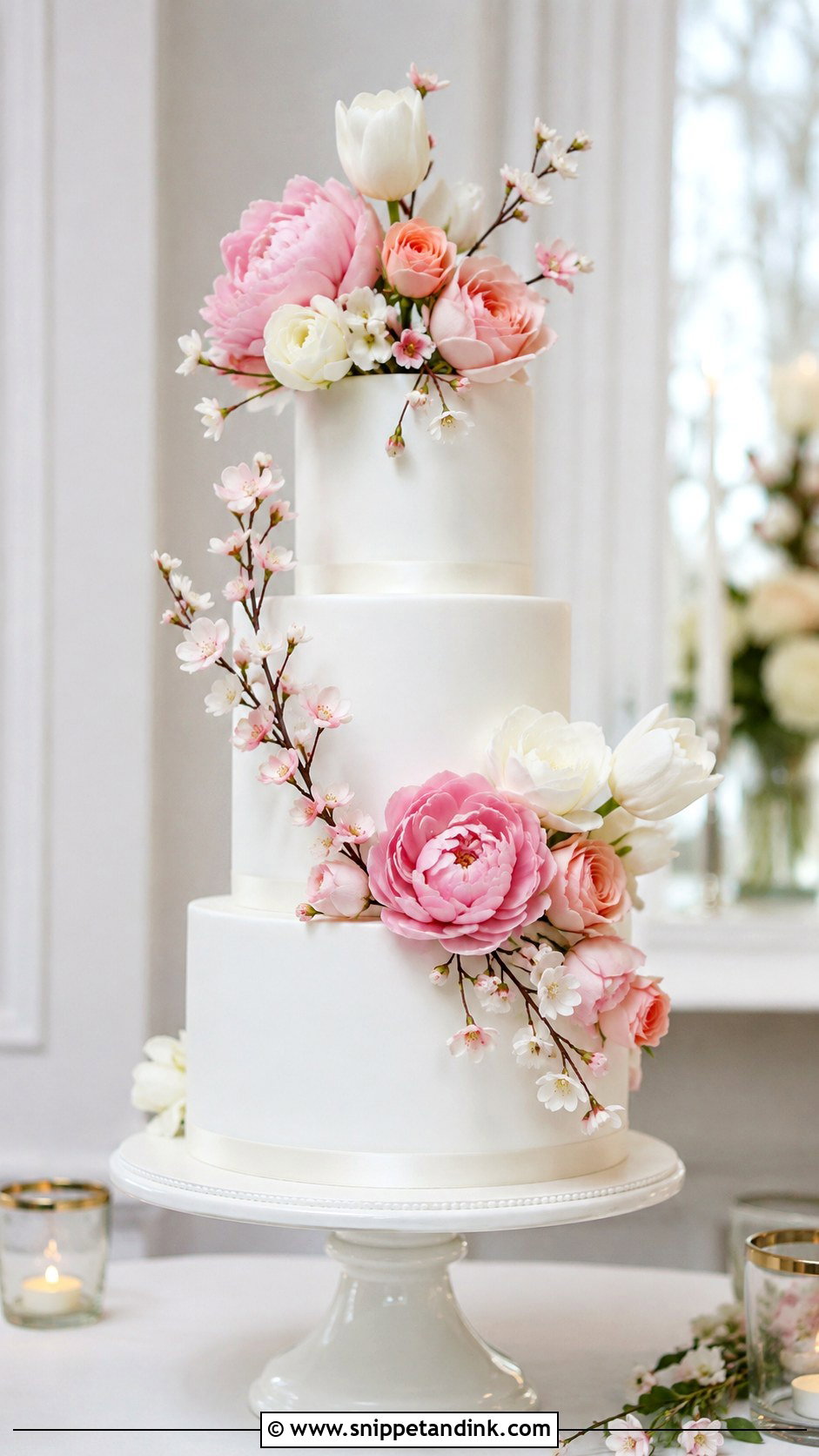 Sugar Flower Wedding Cake - Snippet and Ink - 20 Spring Flower Cake Ideas for Wedding