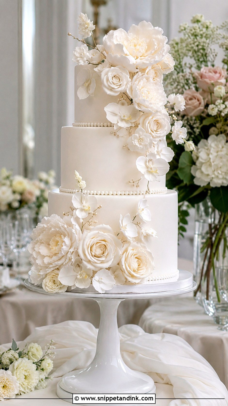 Sugar Flower Wedding Cake - Snippet and Ink - 20 Display Cake Ideas for Wedding