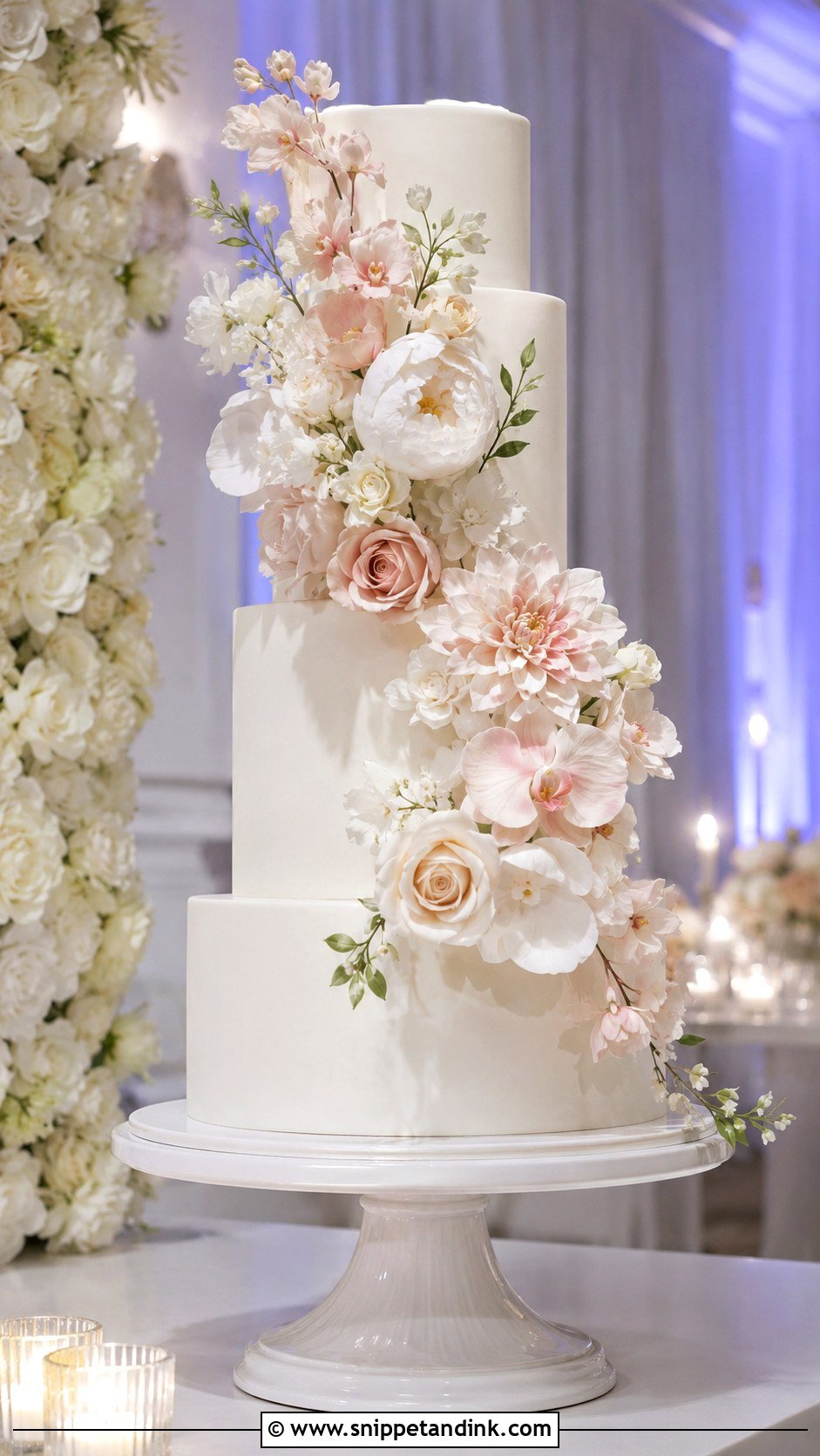 Sugar Flower Wedding Cake - Snippet and Ink - 20 Wedding Cake Ideas with Pastel Flowers