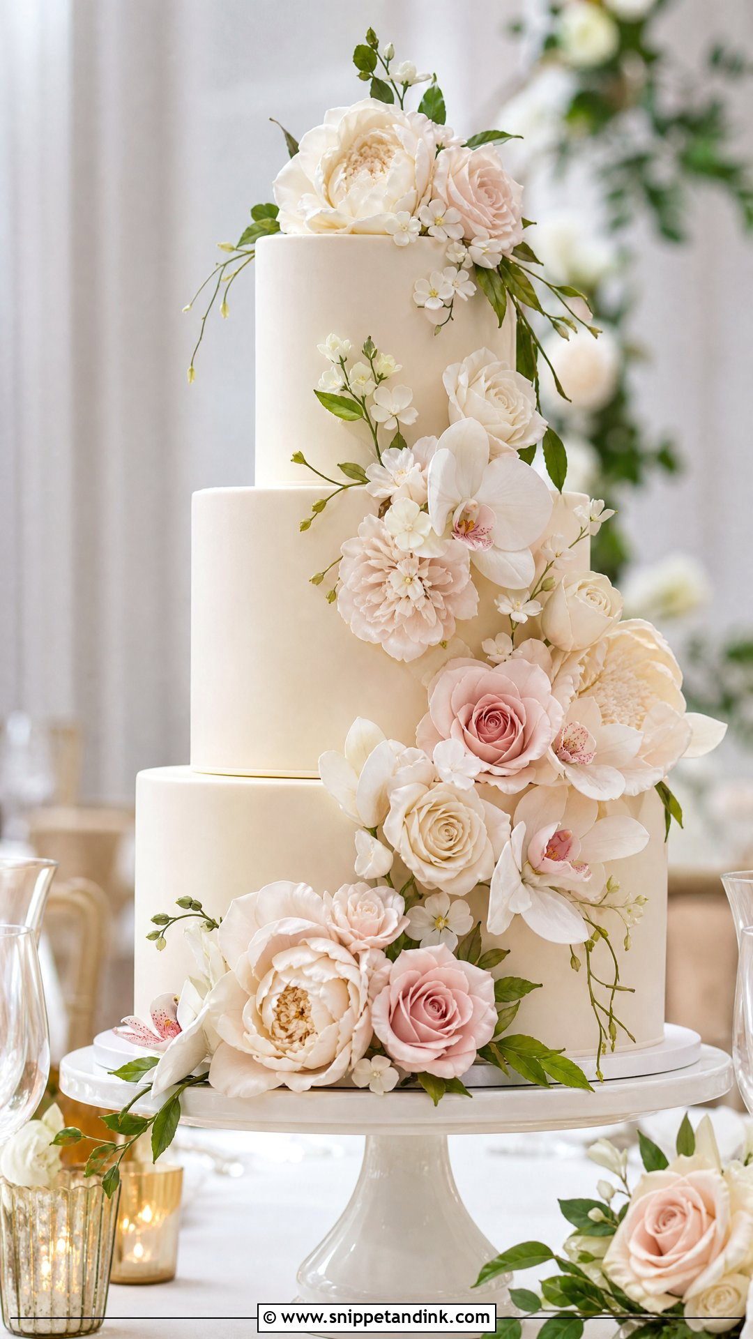 Sugar Flower Wedding Cake - Snippet and Ink - 25 Flowers on Cake Ideas for Wedding