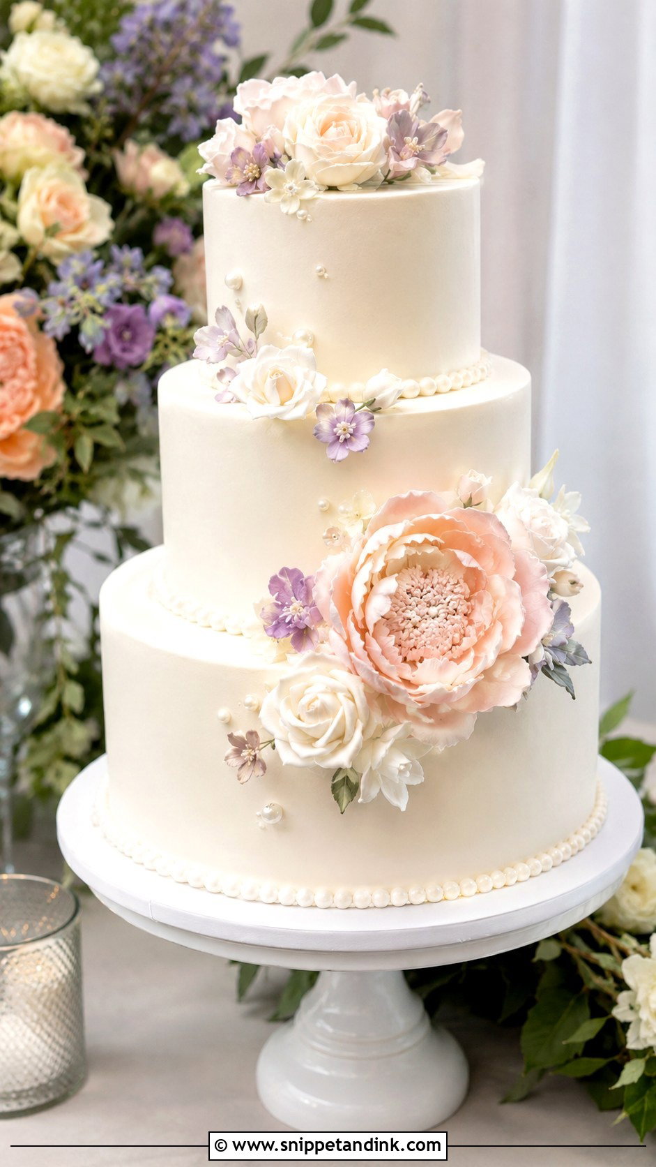 Sugar Flower Wedding Cake - Snippet and Ink - 20 Easy Wedding Cake Decorating Ideas