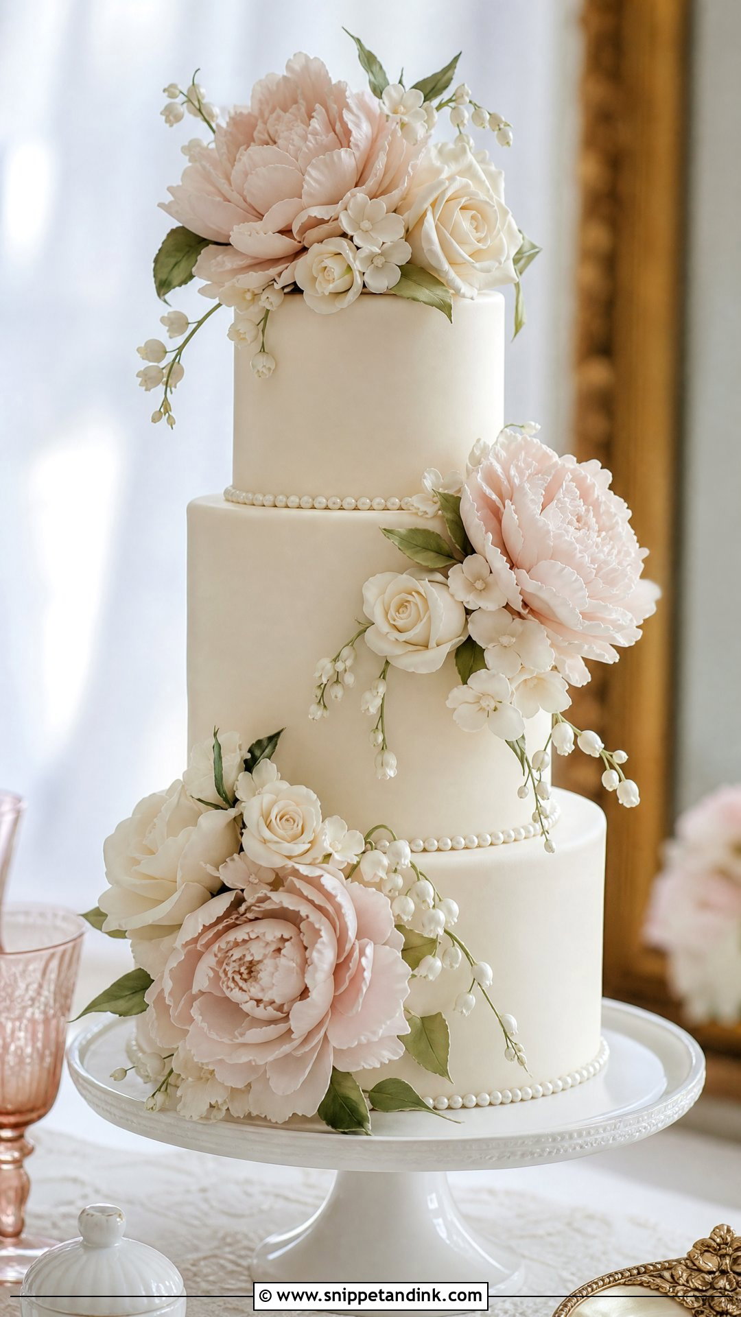 Sugar Flower Wedding Cake - Snippet and Ink - 25 Lady Cake Ideas for Wedding