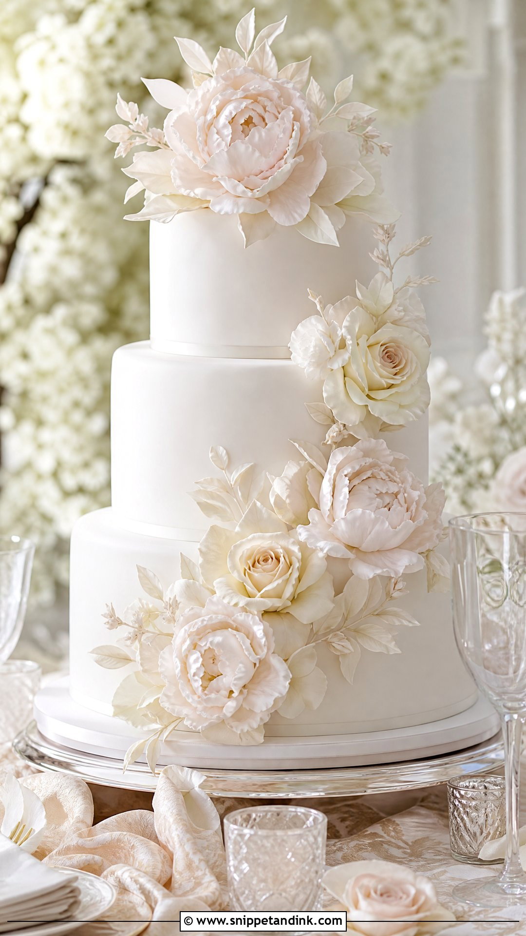 Sugar Flower Wedding Cake - Snippet and Ink - 25 Trending Wedding Cakes