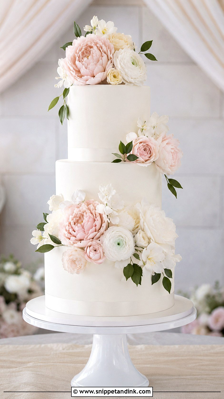 Sugar Flower Wedding Cake - Snippet and Ink - 30 Elegant Wedding Cake Ideas