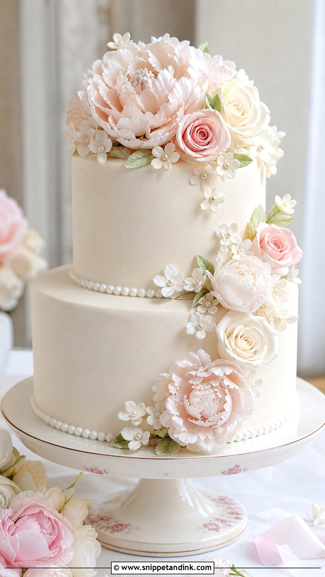 Sugar Flower Wedding Cake - Snippet and Ink - 30 Pretty Cake Ideas for Wedding