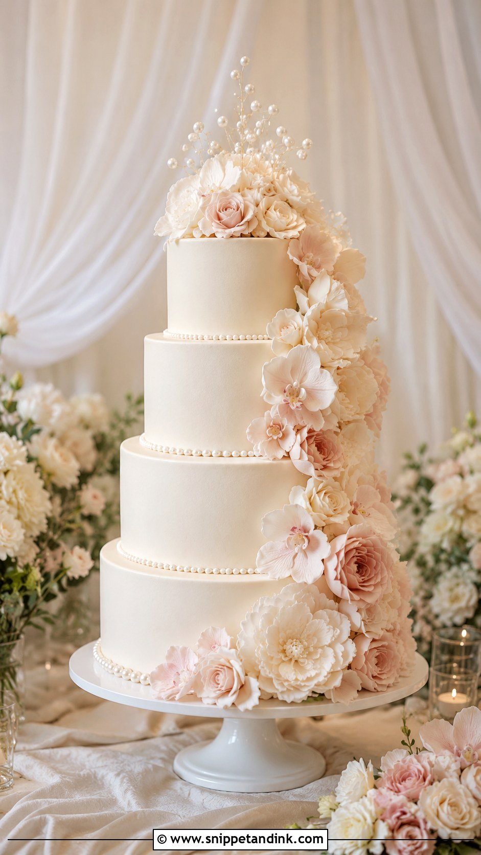 Sugar Flower Wedding Cake - Snippet and Ink - 20 Elegant Wedding Cakes