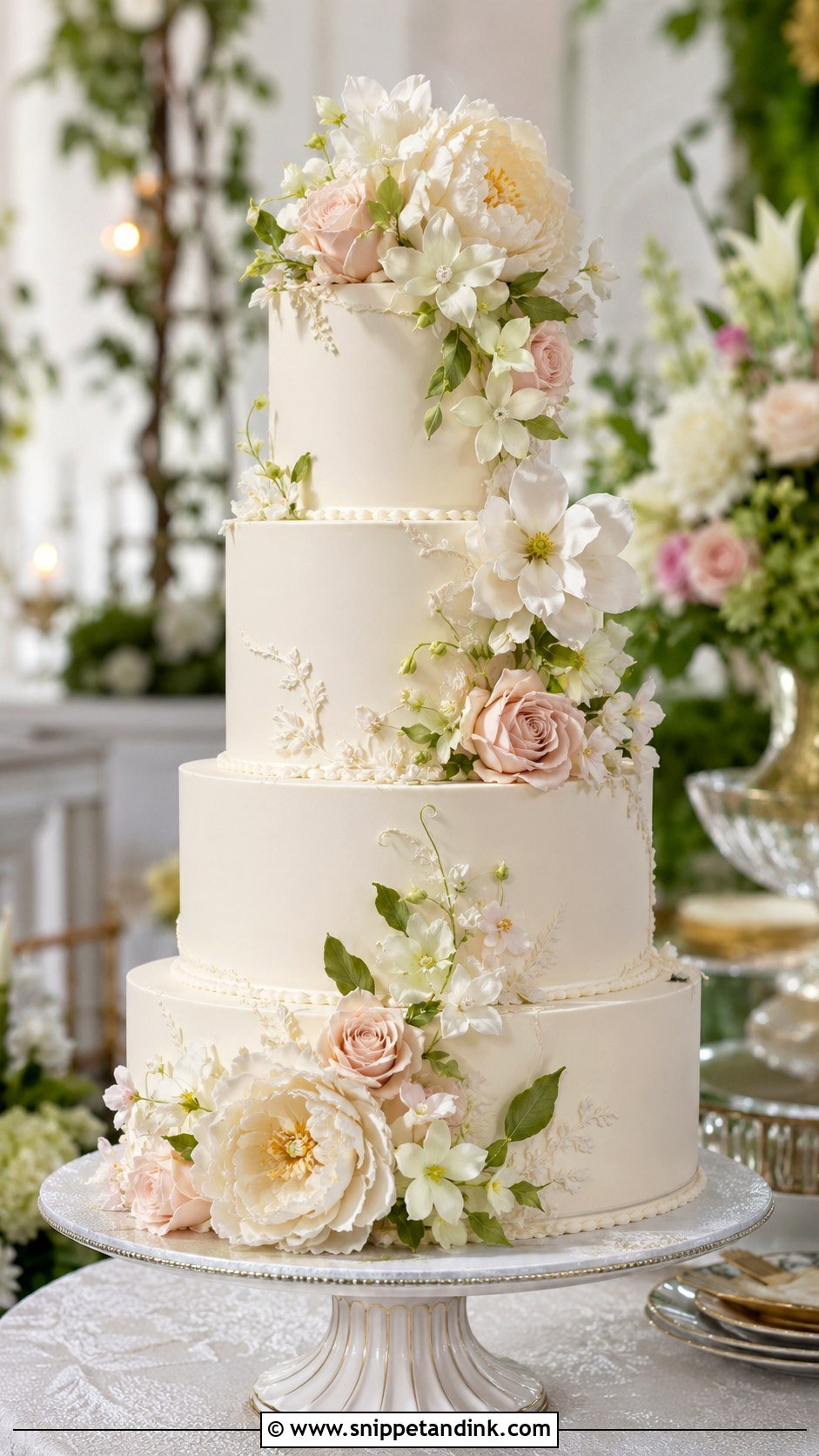 Sugar Flower Wedding Cake - Snippet and Ink - 20 Extravagant Wedding Cakes