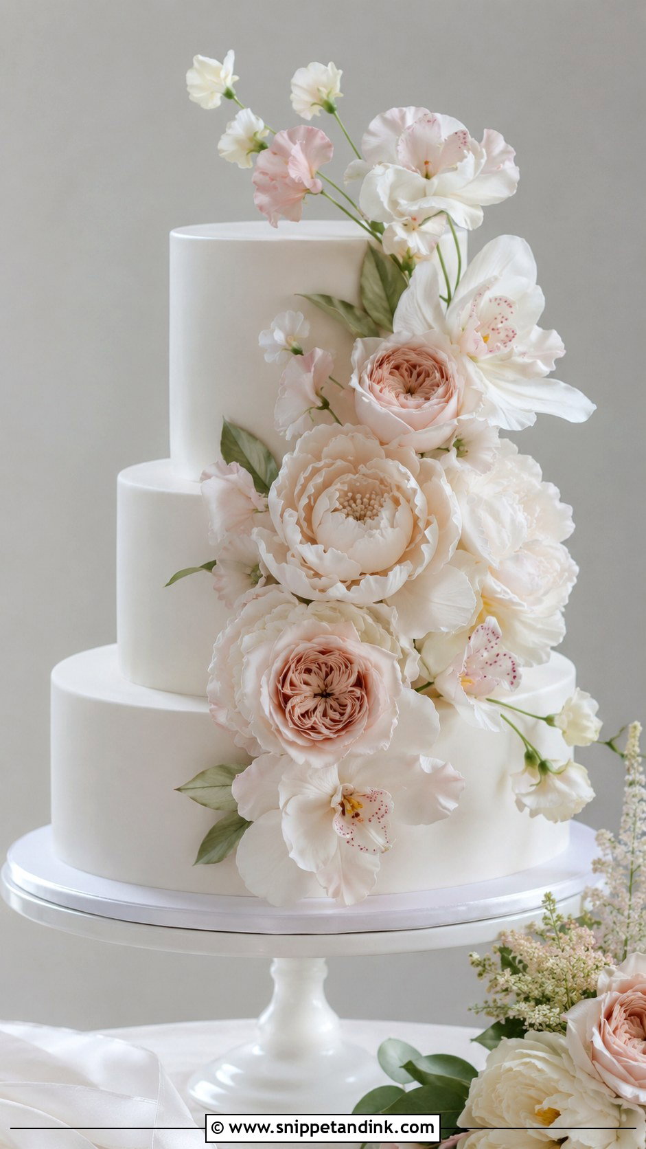 Sugar Flower Wedding Cake - Snippet and Ink - 20 Feminine Cake Ideas for Wedding