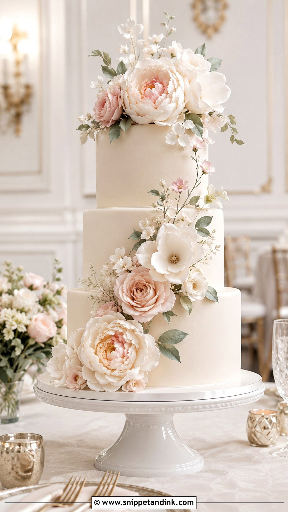 Sugar Flower Wedding Cake - Snippet and Ink - 20 Aesthetic Floral Cake Ideas for Wedding