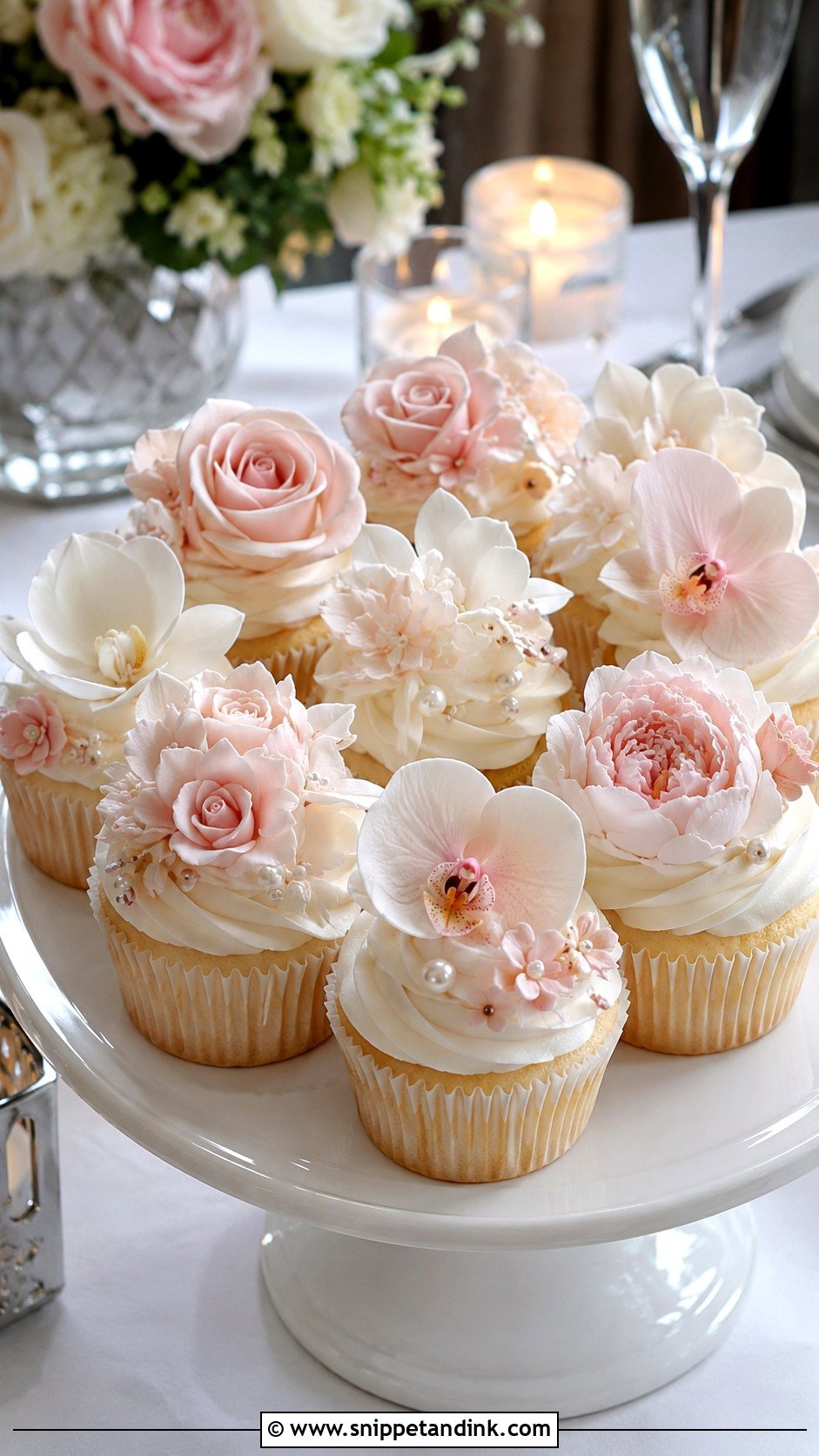 Sugar Flower Wedding Cupcakes - Snippet and Ink - 20 Cupcake Ideas with Flowers for Wedding