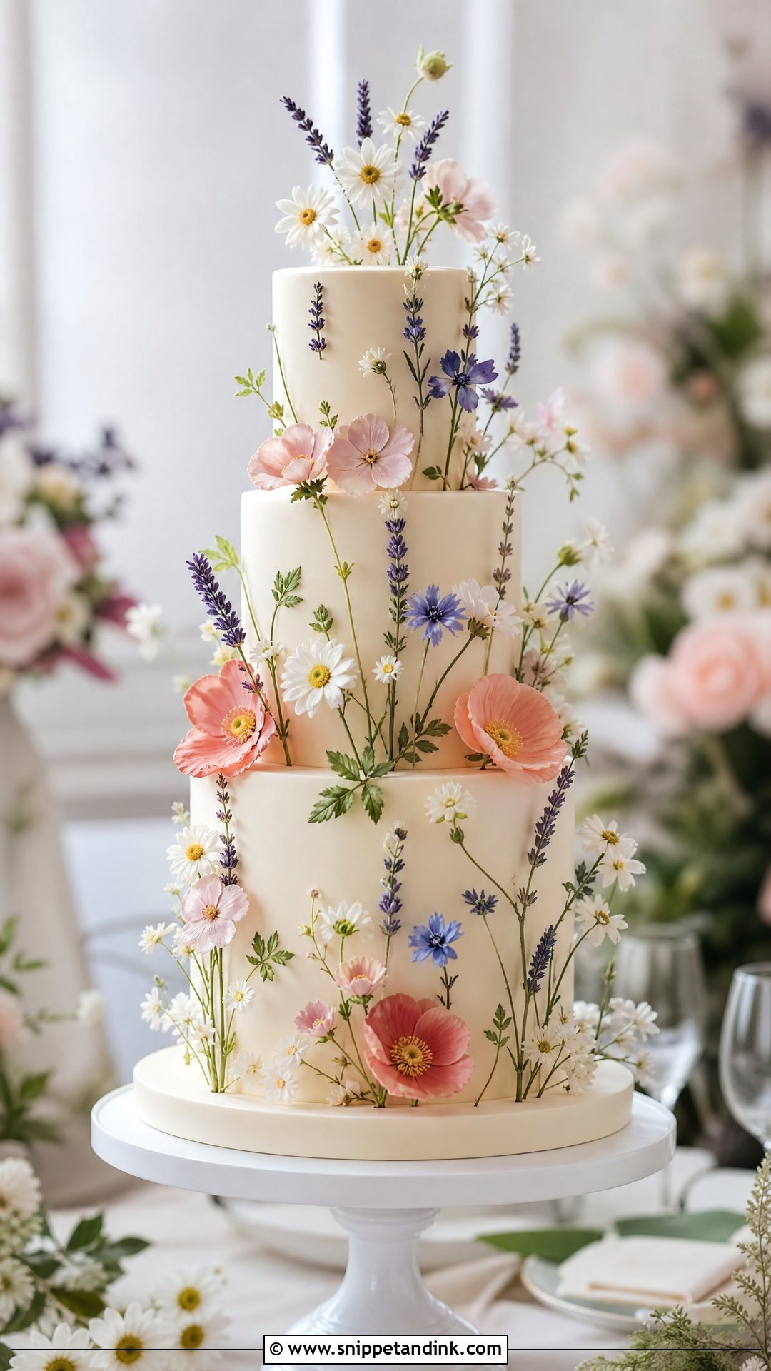 Sugar Flower Wildflower Wedding Cake - Snippet and Ink - 20 Wildflower Wedding Cake Ideas