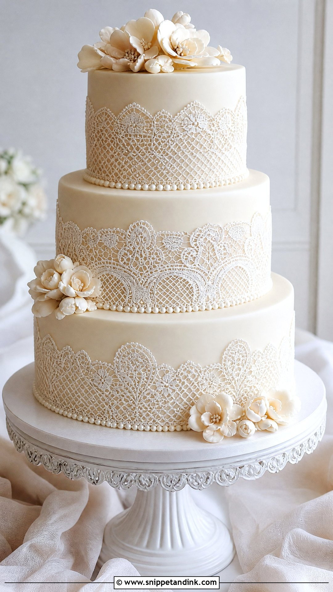Sugar Lace Wedding Cake - Snippet and Ink - 20 Sugar Cake Ideas for Wedding