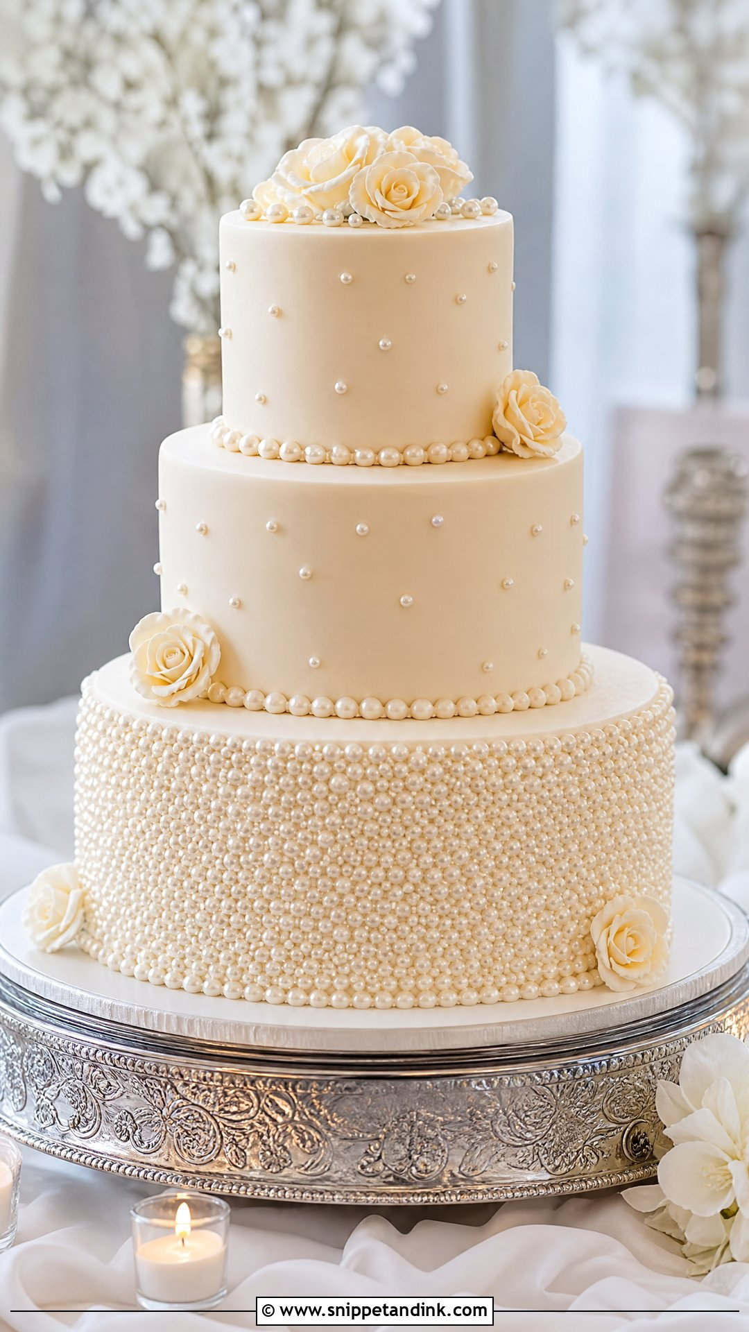 Sugar Pearl Wedding Cake - Snippet and Ink - 20 Sugar Cake Ideas for Wedding