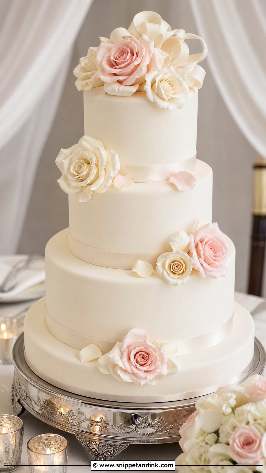 Sugar Rose Wedding Cake - Snippet and Ink - 20 Roses Cake Design Ideas for Wedding