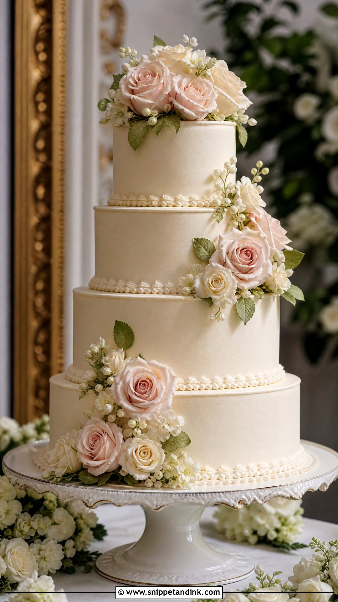 Sugar Rose Wedding Cake - Snippet and Ink - 20 Old Money Cake Ideas for Wedding
