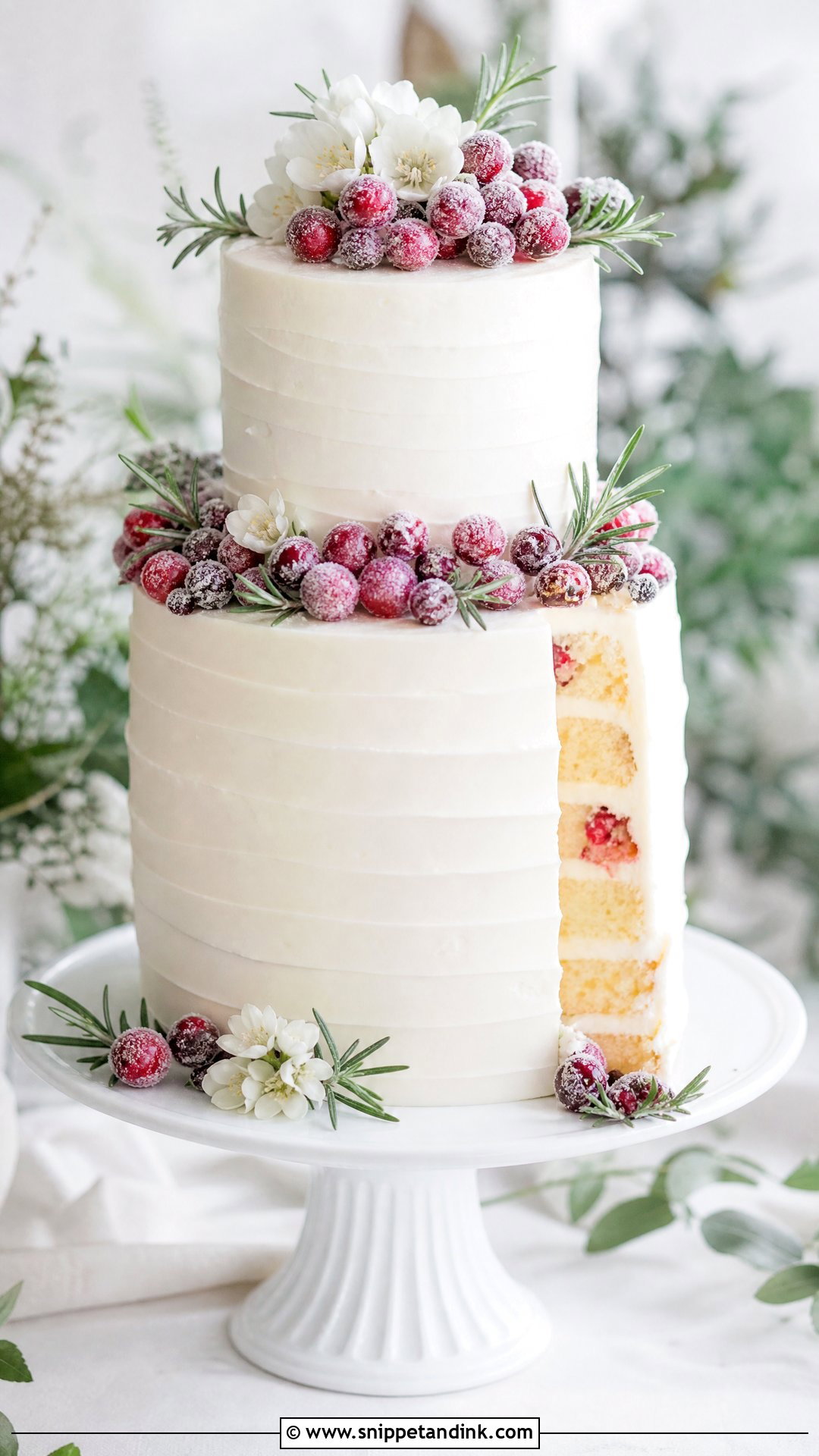 Sugared Cranberry Wedding Cake - Snippet and Ink - 20 Winter Wedding Cake Ideas