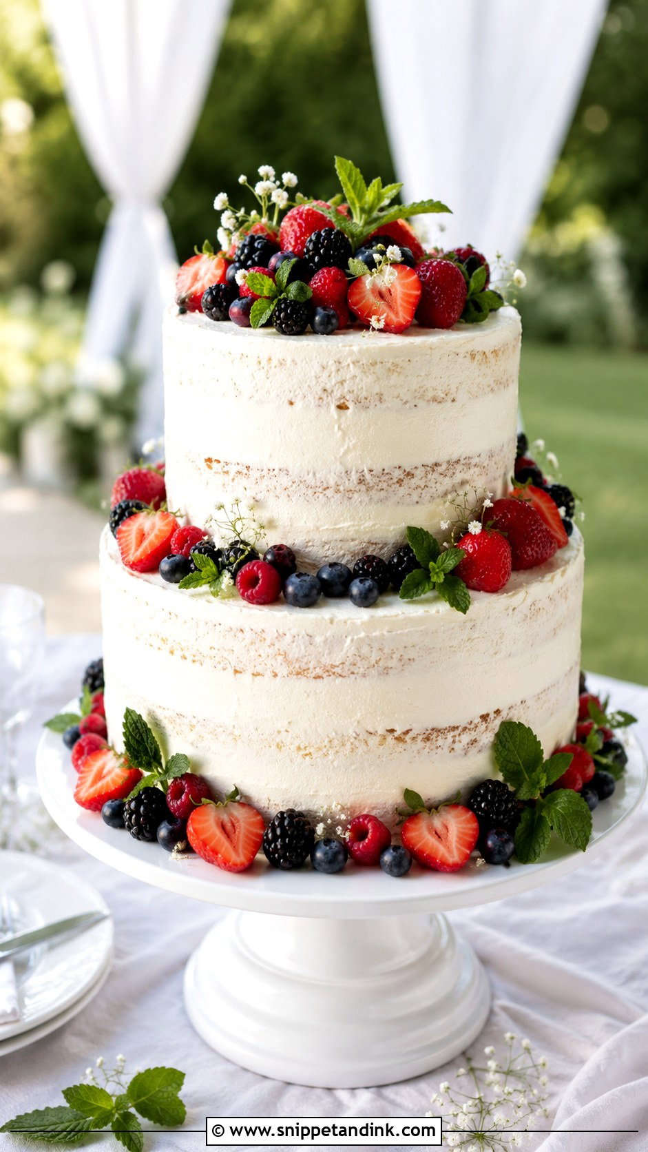 Summer Berry Wedding Cake - Snippet and Ink - 25 Outdoor Wedding Cake Ideas