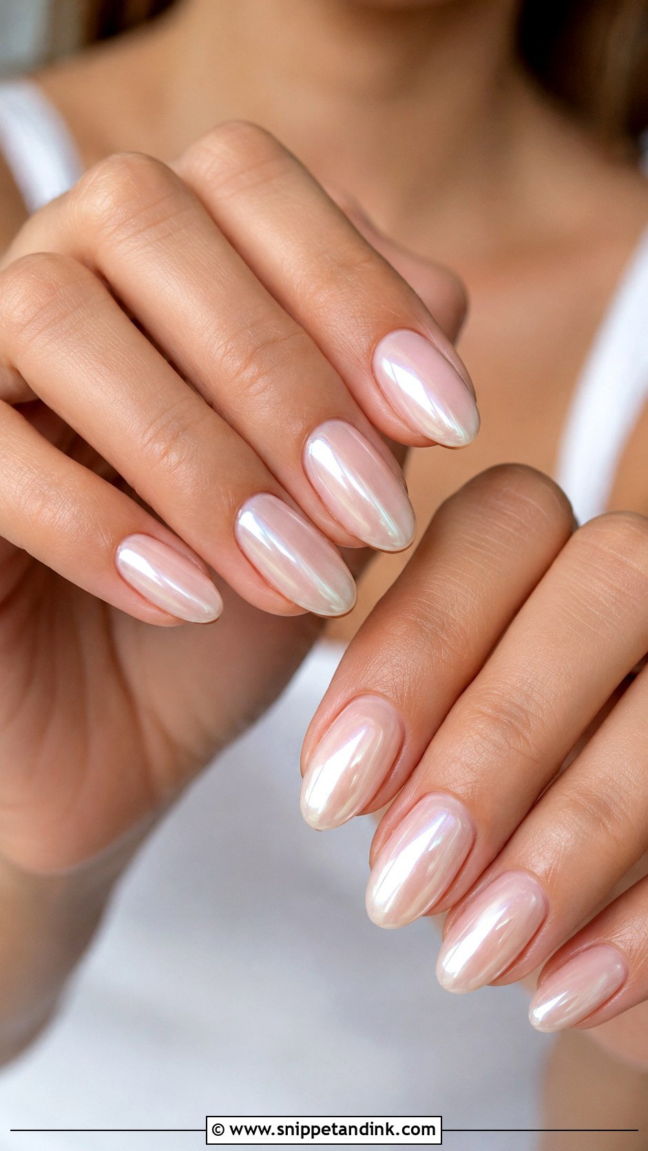 Summer Bridal Pearl Chrome Nails - Snippet and Ink - 20 Summer Bridal Nails