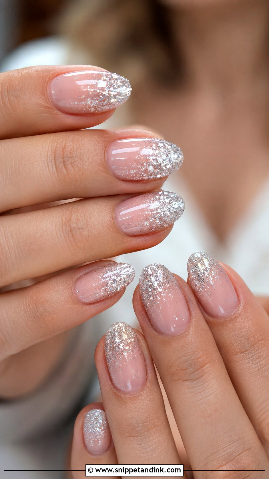 Summer Bridal Silver Glitter Nails - Snippet and Ink - 20 Summer Bridal Nails